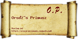 Orsós Primusz névjegykártya